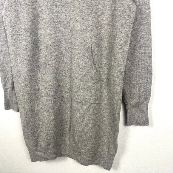 Naadam Wool & Cashmere Heather Gray Hooded Sweater Tunic Sweatshirt Dress Small - Picture 4 of 7
